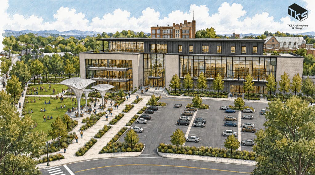 Concept sketch of the new main library.