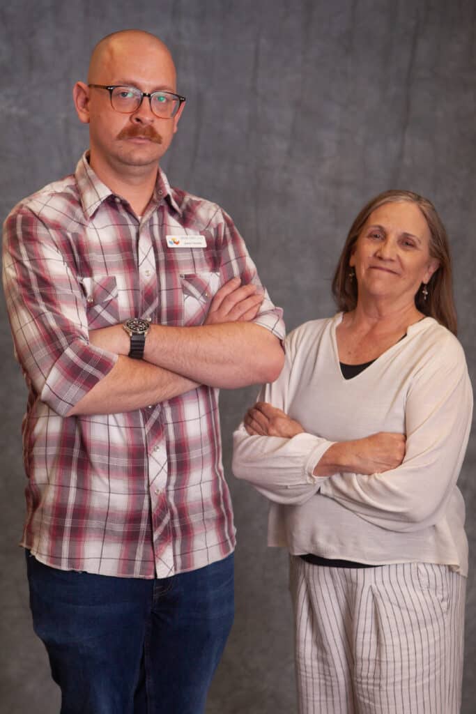 Outreach library staff, James and Cheryl.