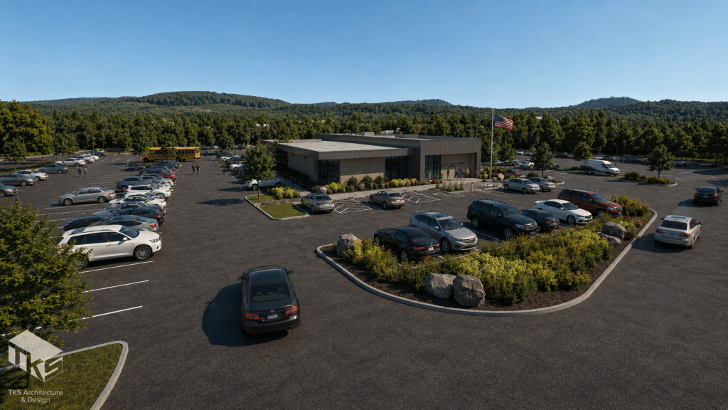 Aerial view of the North Branch render